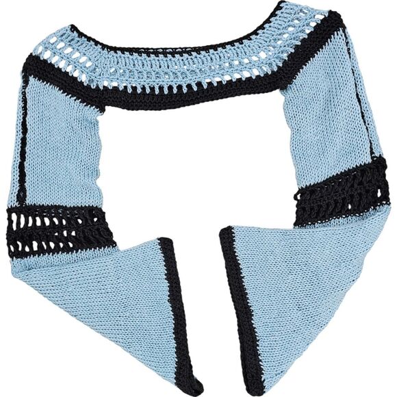 🌀 Handmade‎ Knit + Crochet Bolero Shrug 🖤💙 - Picture 7 of 8